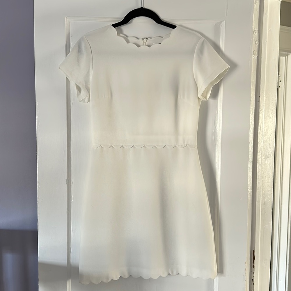 Club Monaco White Dress with Scalloped Detailing